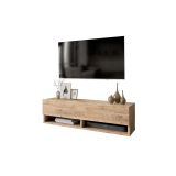 Mueble Mesa TV Moderno con 1 Puerta y Estantes en Melamina Color Madera - 100x31.5x29.6cm