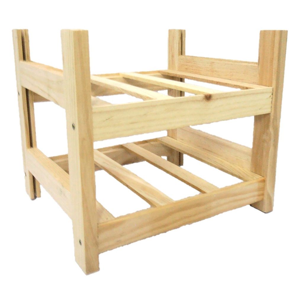 Botellero de Madera de Pino apilable en Color Natural para 6 Botellas y con 2 Niveles de Altura.
