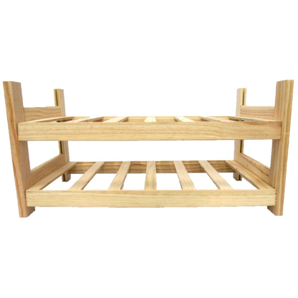 Botellero de Madera de Pino apilable en Color Natural para 12 Botellas y con 2 Niveles de Altura