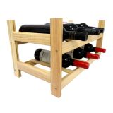 Botellero de Madera de Pino apilable en Color Natural para 12 Botellas y con 2 Niveles de Altura