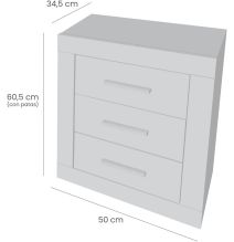 Mesita de Noche, Mesilla de Dormitorio, Color Pino y Gris, Medidas: 50 cm (Lar) x 34,6 cm (Fon) x 60 cm (Al)