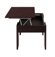 Mesa de Centro Elevable, Mesita de Salón o Comedor, Acabado en Color Wengue, Medidas: 90 cm (An) x 50 cm (Fon) x 46-57 cm (Al)