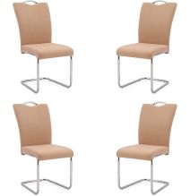 Pack de 4 Sillas Elegantes en Tejido Beige – Sillas para Comedor y Salón, Dimensiones: 44 x 61 x 98 cm.