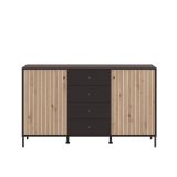 Aparador de Estilo Artisan Negro con 2 Puertas y 4 Cajones - Medidas 157x40x92,5 cm