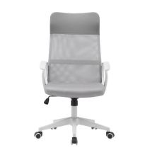 Silla de Oficina Ergonómica con Respaldo en PU Gris y Tejido 3D Gris, Reposacabezas Ajustable- Medidas 57,5x54x104-114 cm