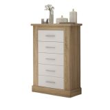 Pack de Dormitorio con Cabecero de 160 x 120 cm + 2 Mesitas de Noche + Sinfonier | Color Cambria y Blanco